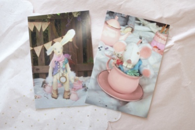 two postcards showing scenes from The Mad Tea Party from Alice in Wonderland