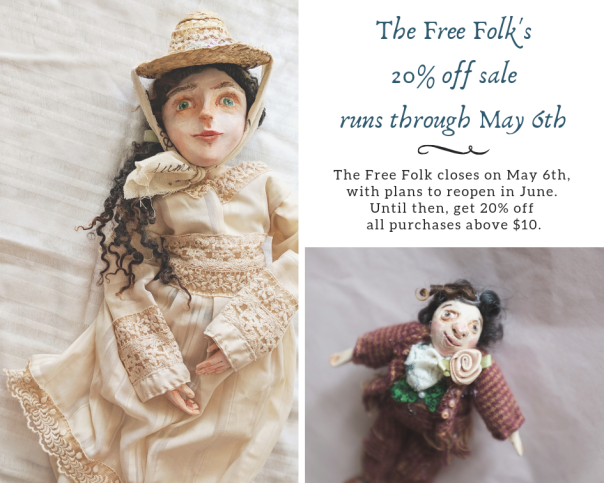 advertises a 20% off sale for the free folk, now through May 6th